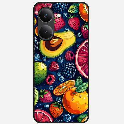  Cute Fruits Art Glass Case For Poco X8 Pro back cover – full design glossy printed glass finish