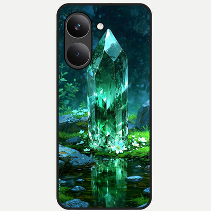  Emerald Light Crystal Glass Case For Poco X8 Pro back cover – full design glossy printed glass finish