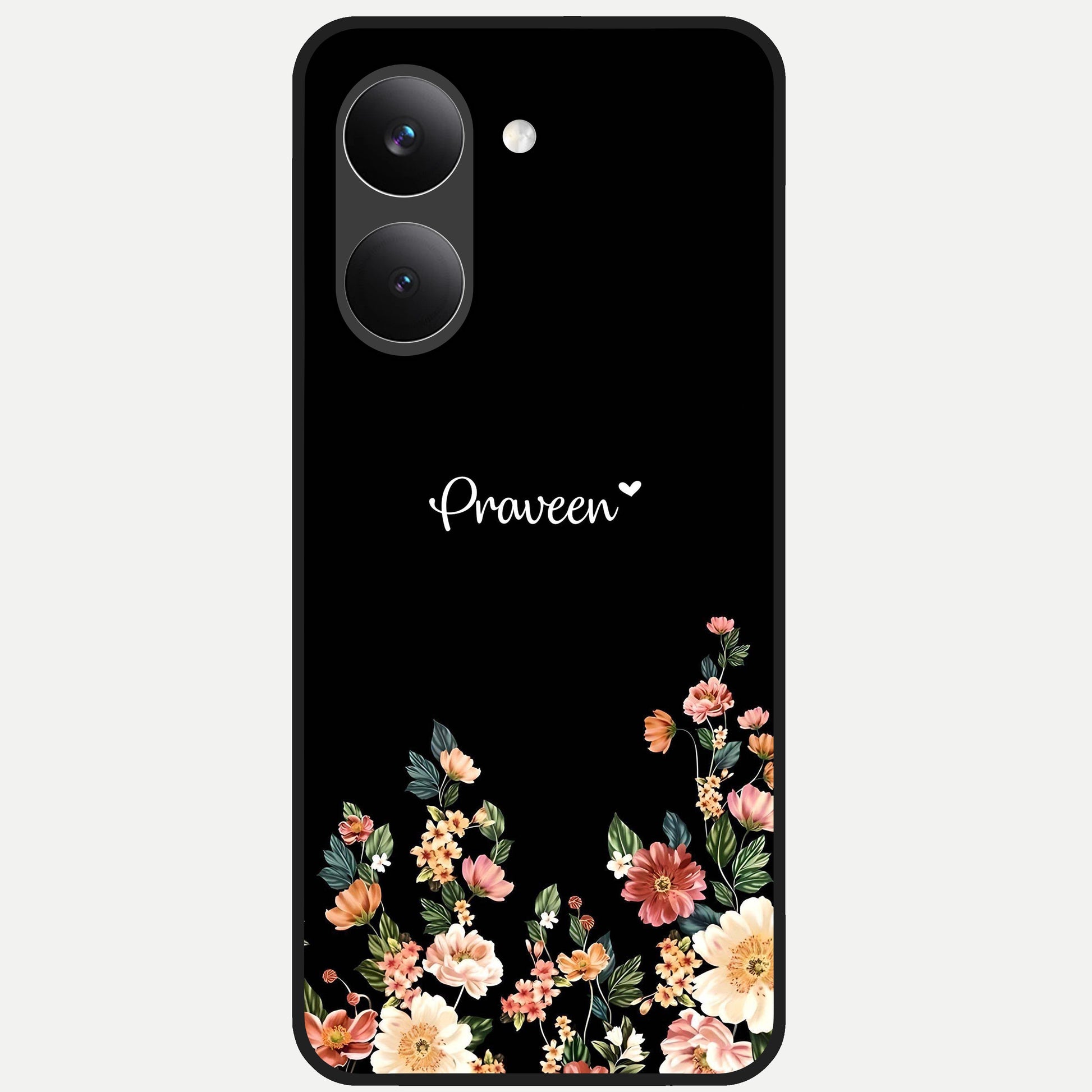  Floral Design Personalized Custom Name Glass Case For Poco X8 Pro back cover – full design glossy printed glass finish