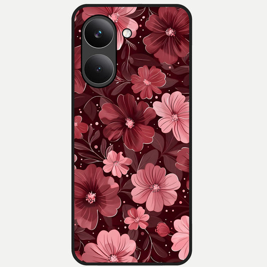  Flower Blush Bloom Glass Case For Poco X8 Pro back cover – full design glossy printed glass finish