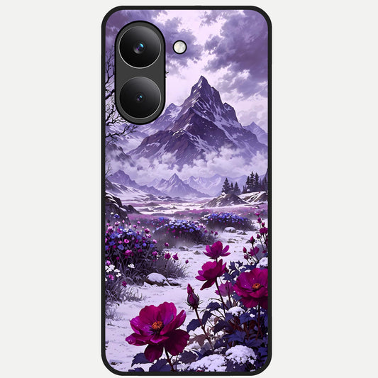  Flower Mountain View Glass Case For Poco X8 Pro back cover – full design glossy printed glass finish