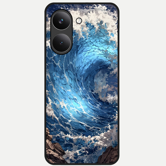  Giant Ocean Wave Glass Case For Poco X8 Pro back cover – full design glossy printed glass finish