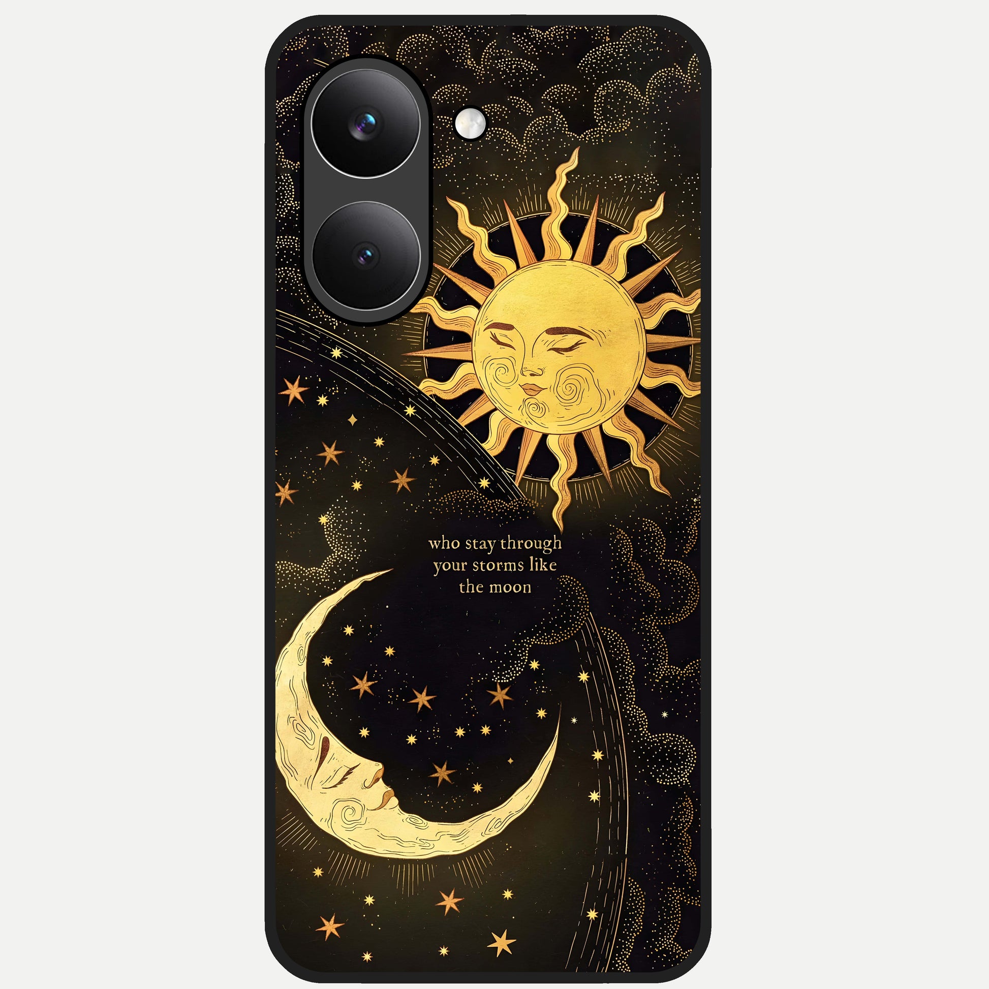  Golden Lunar Love Glass Case For Poco X8 Pro back cover – full design glossy printed glass finish