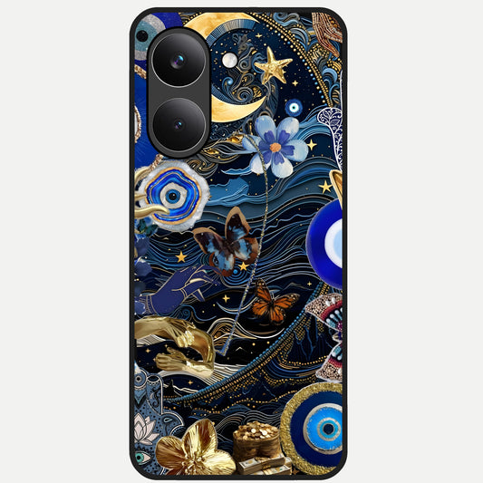  Golden Moon Magic Glass Case For Poco X8 Pro back cover – full design glossy printed glass finish