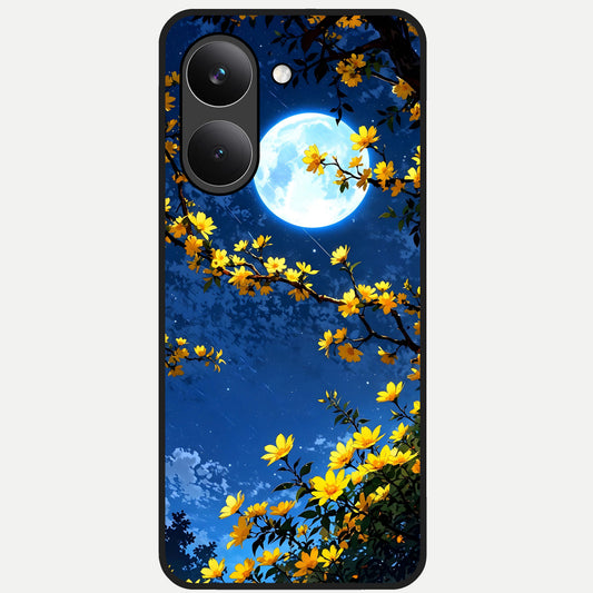  Golden Night Glow Glass Case For Poco X8 Pro back cover – full design glossy printed glass finish