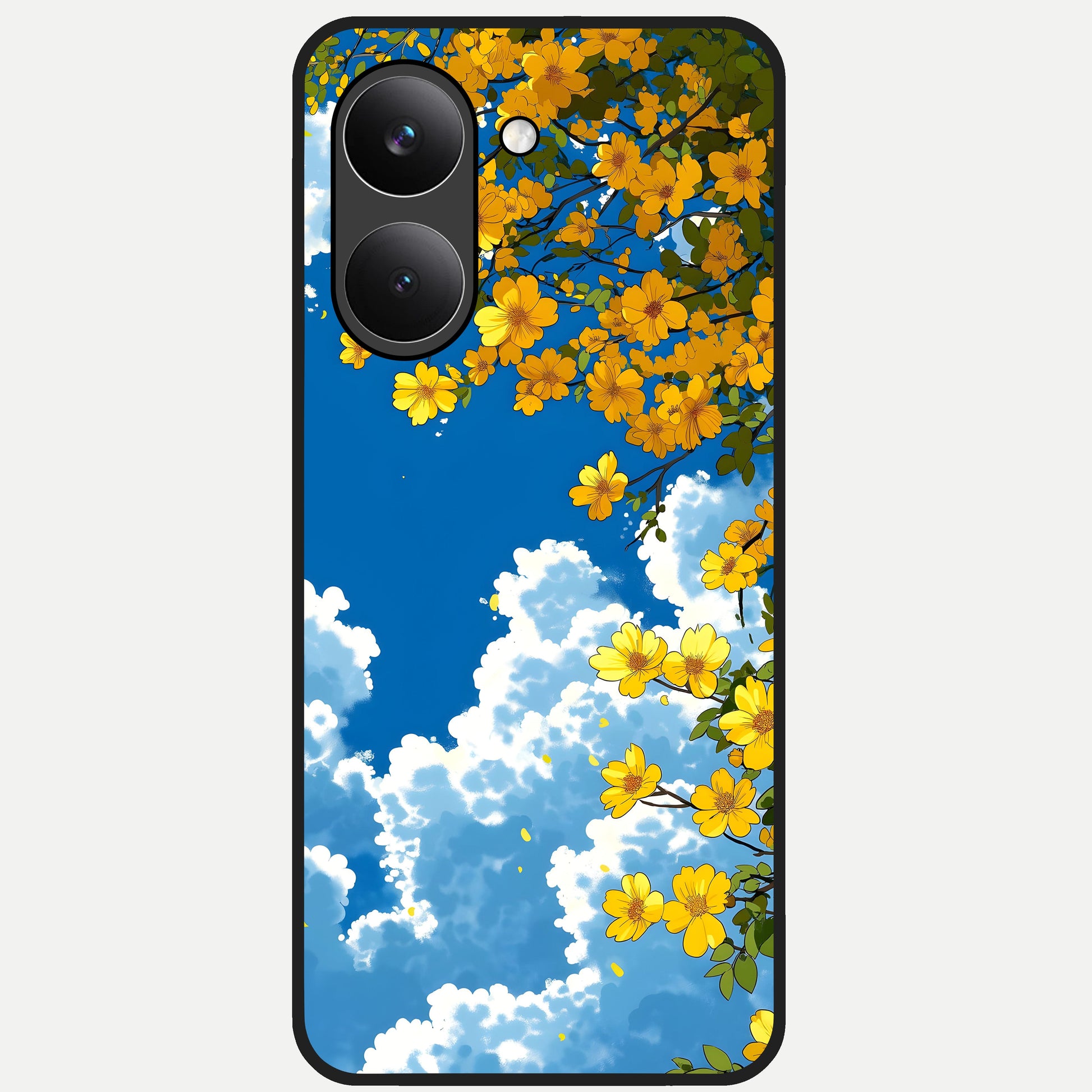  Golden Petal Sky Glass Case For Poco X8 Pro back cover – full design glossy printed glass finish