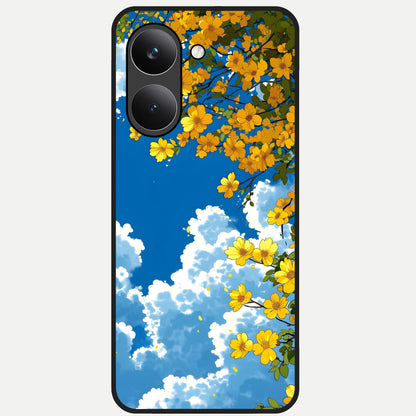  Golden Petal Sky Glass Case For Poco X8 Pro back cover – full design glossy printed glass finish