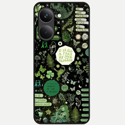  Green Mandala Pattern Glass Case For Poco X8 Pro back cover – full design glossy printed glass finish