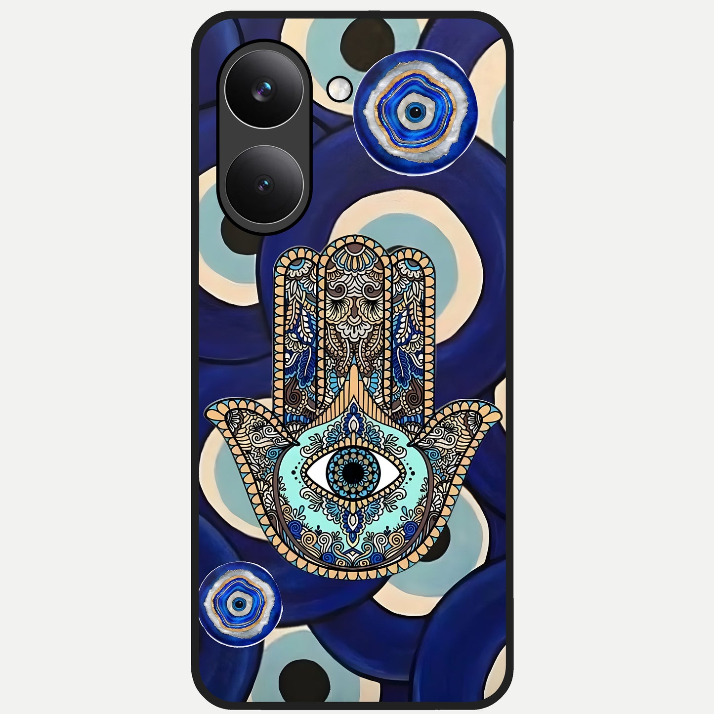  Hamsa Divine Guard Glass Case For Poco X8 Pro back cover – full design glossy printed glass finish
