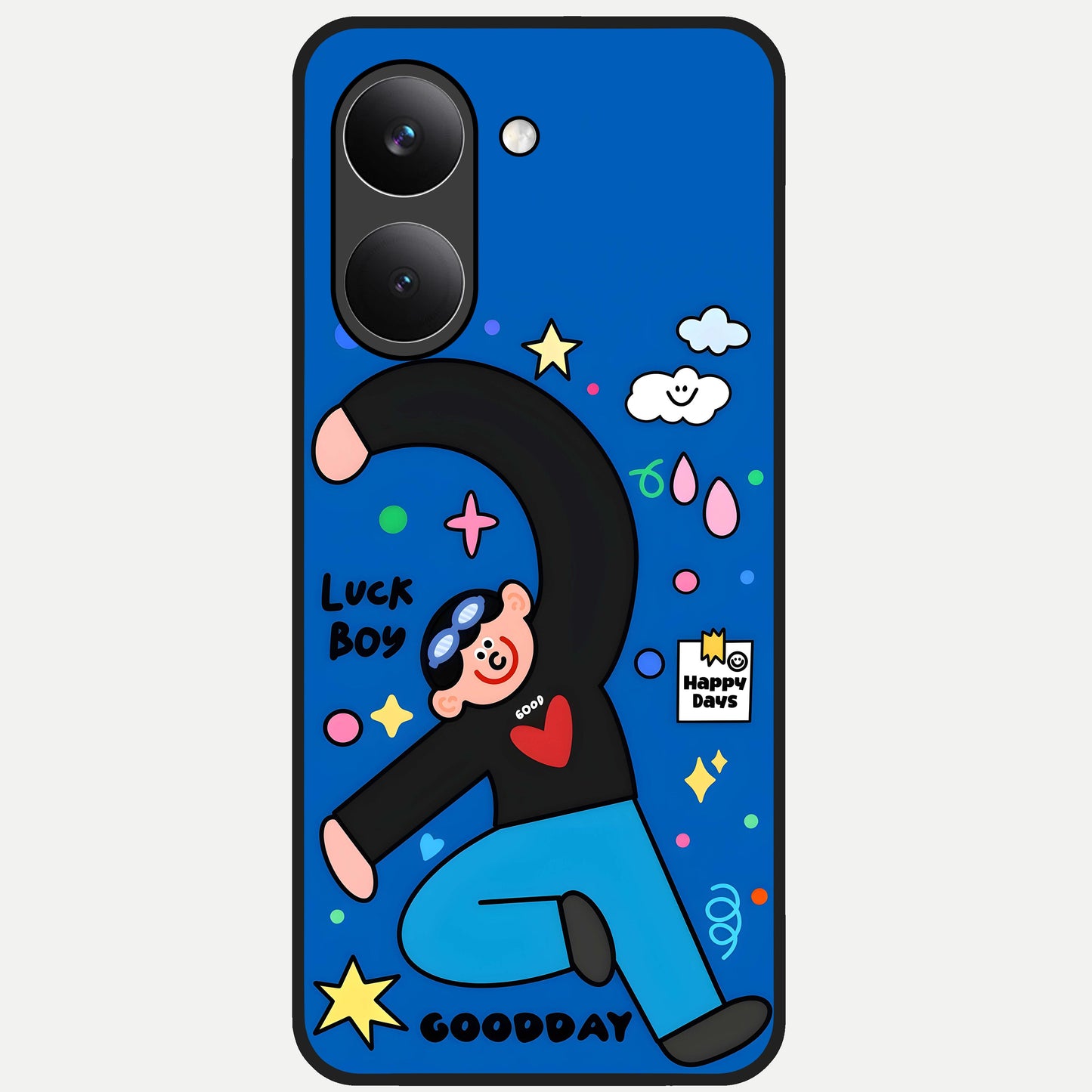  Happy Luck Vibe Glass Case For Poco X8 Pro back cover – full design glossy printed glass finish