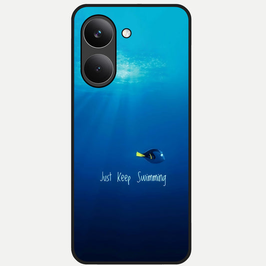  Just Keep Swimming Glass Case For Poco X8 Pro back cover – full design glossy printed glass finish