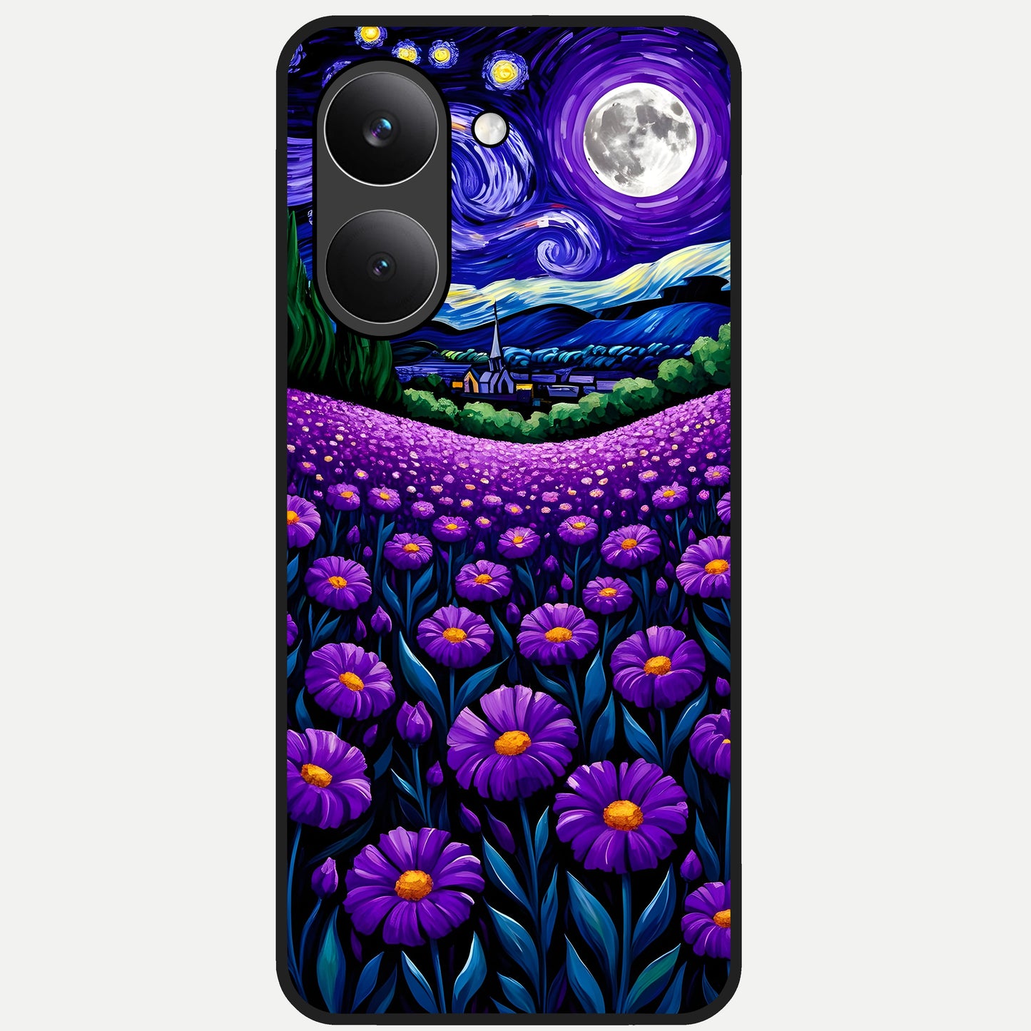  Lavender Moon Field Glass Case For Poco X8 Pro back cover – full design glossy printed glass finish