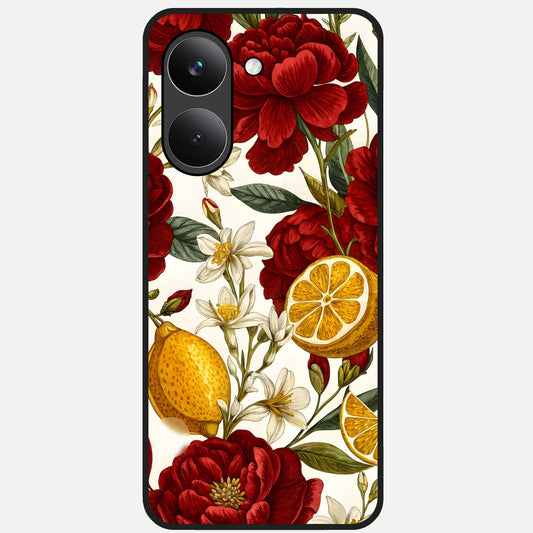  Lemon Rose Charm Glass Case For Poco X8 Pro back cover – full design glossy printed glass finish