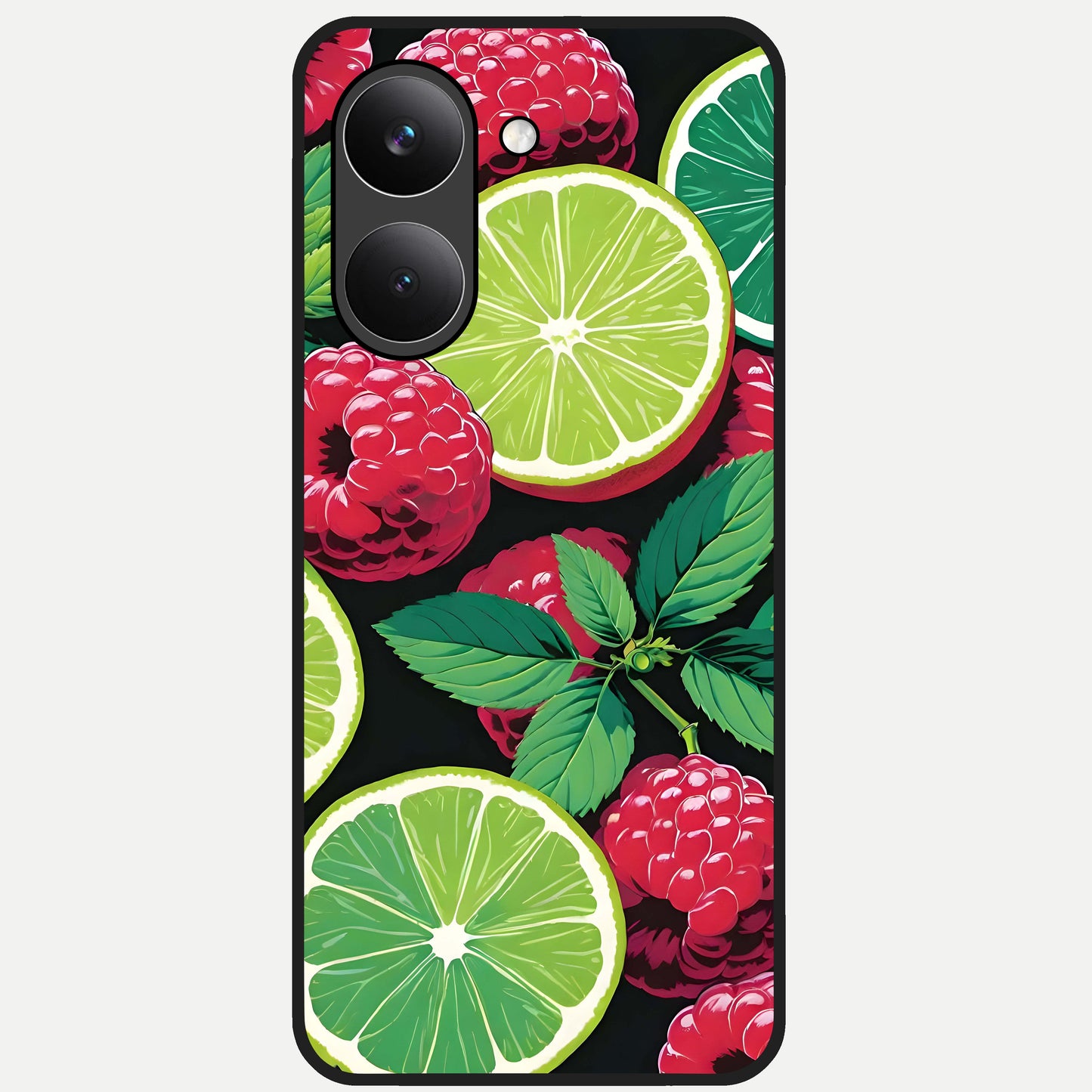  Lime and Raspberry Pattern Glass Case For Poco X8 Pro back cover – full design glossy printed glass finish