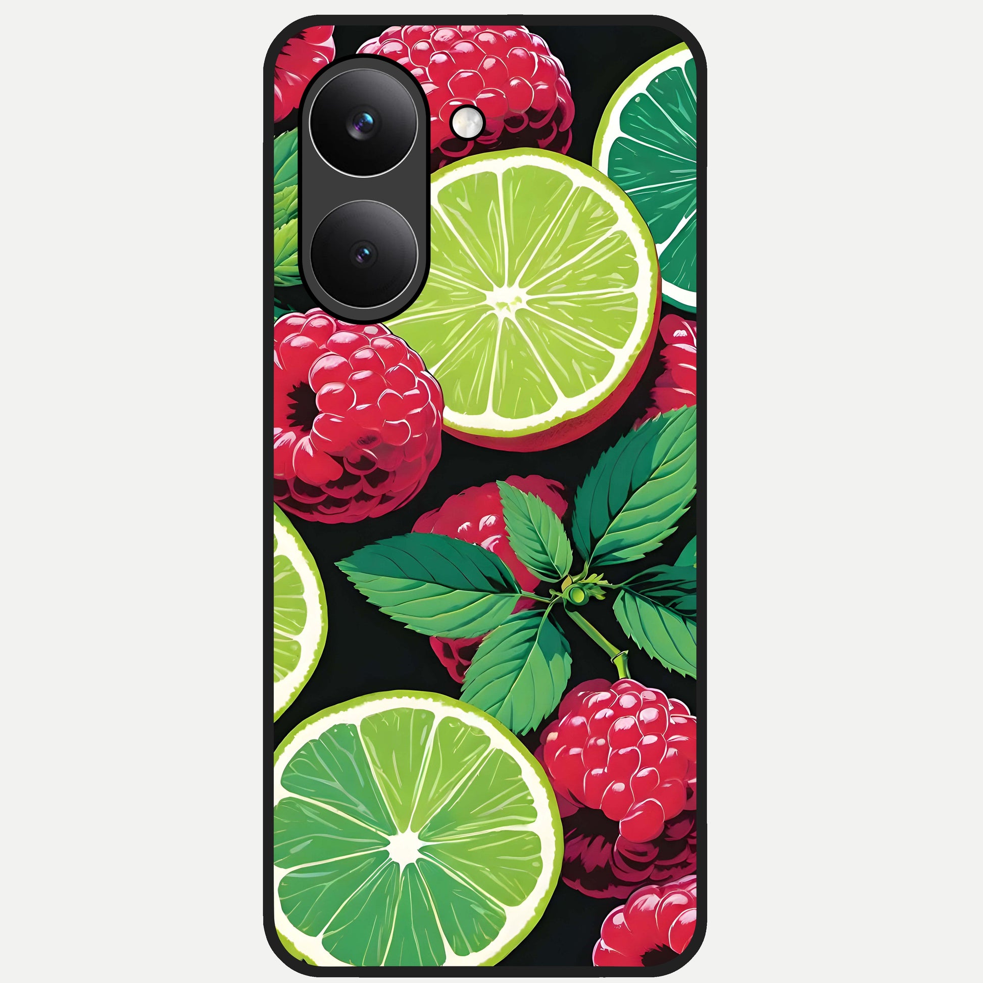  Lime and Raspberry Pattern Glass Case For Poco X8 Pro back cover – full design glossy printed glass finish