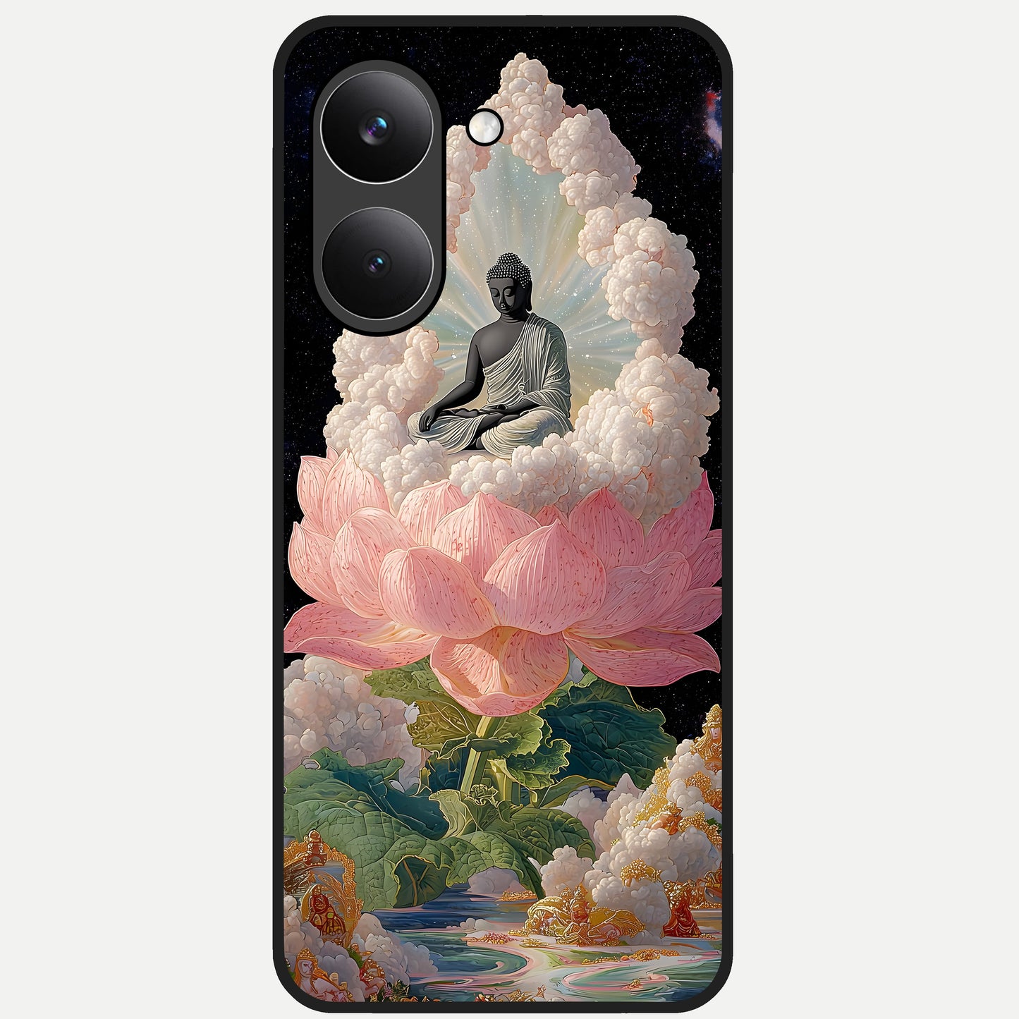  Lotus Divine Peace Glass Case For Poco X8 Pro back cover – full design glossy printed glass finish