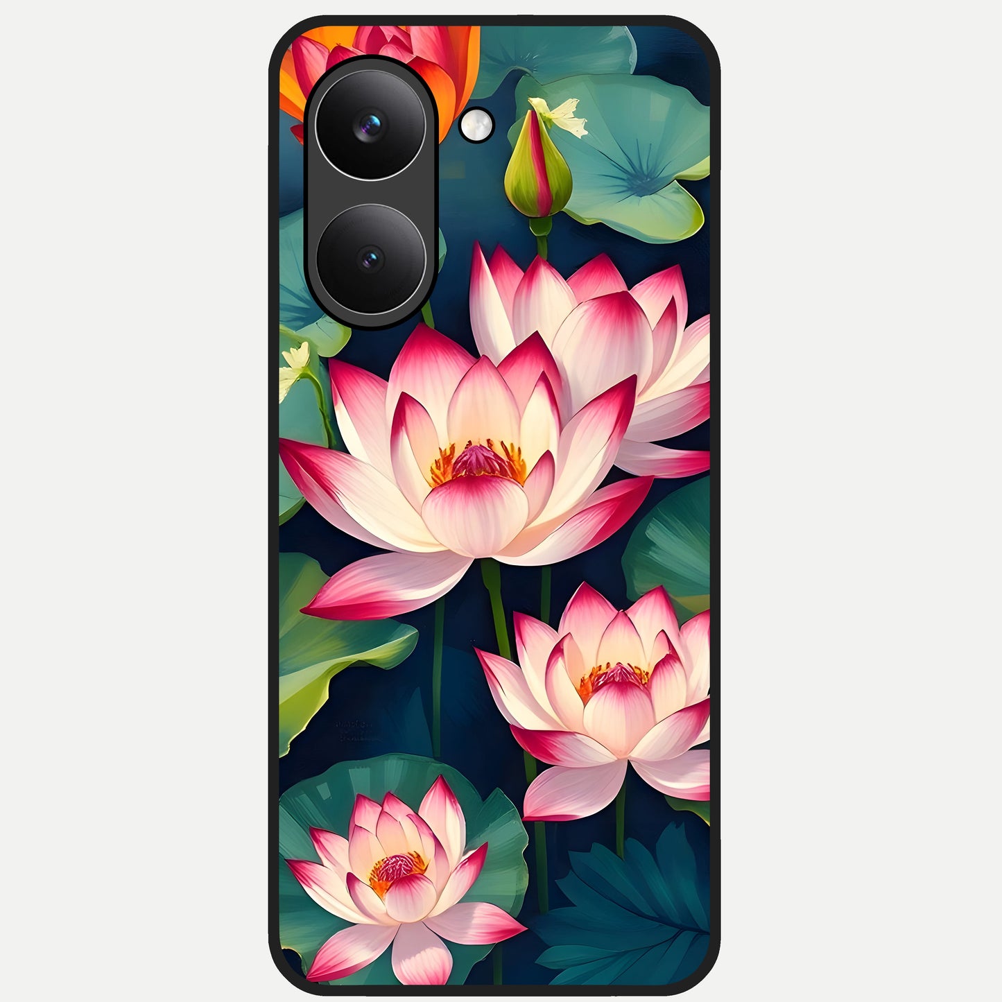  Lotus Dream Serenity Glass Case For Poco X8 Pro back cover – full design glossy printed glass finish
