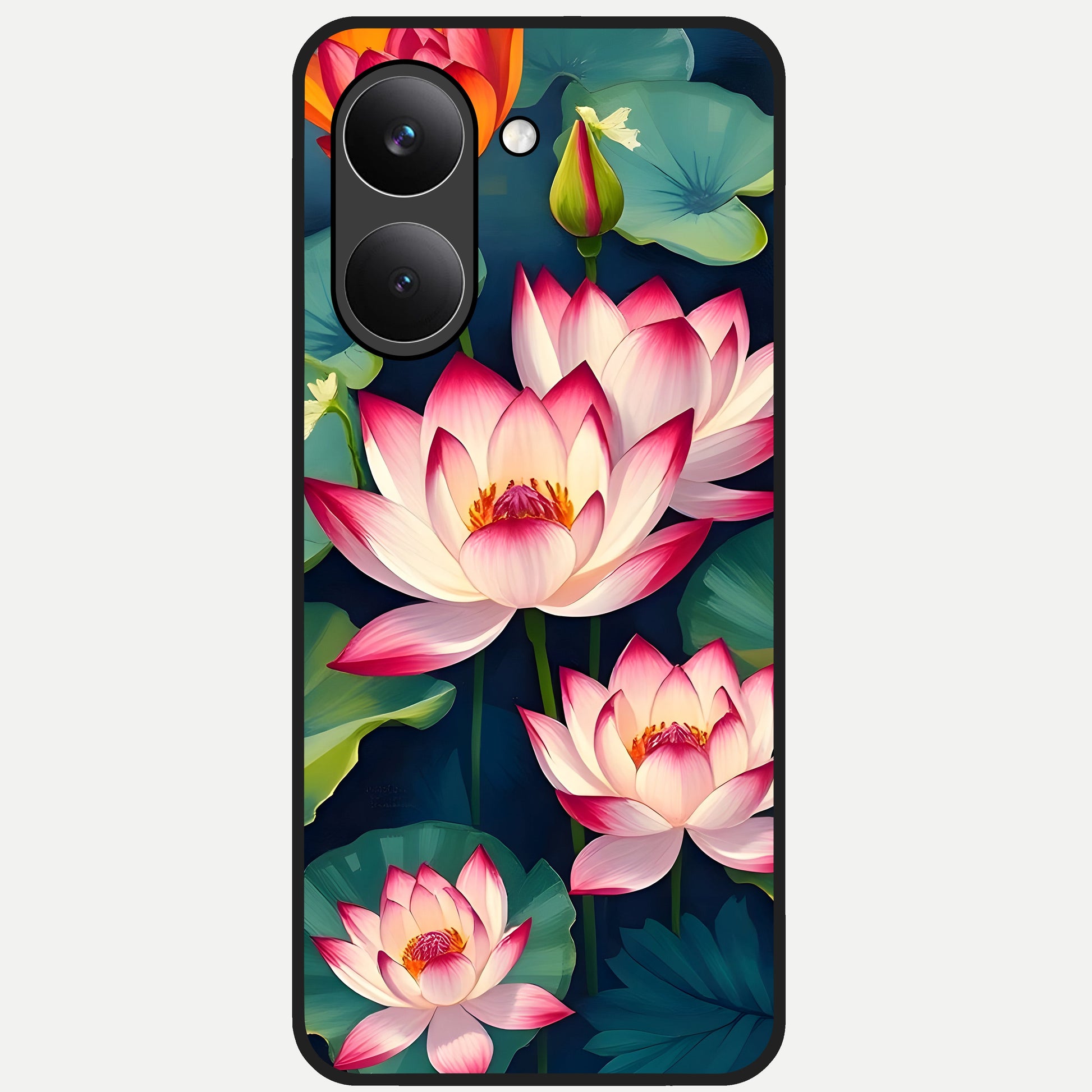  Lotus Dream Serenity Glass Case For Poco X8 Pro back cover – full design glossy printed glass finish