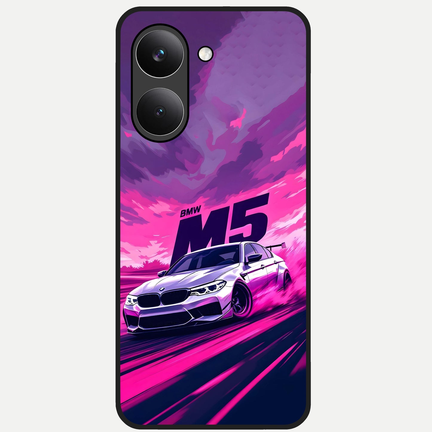  MS Neon Car Glass Case For Poco X8 Pro back cover – full design glossy printed glass finish