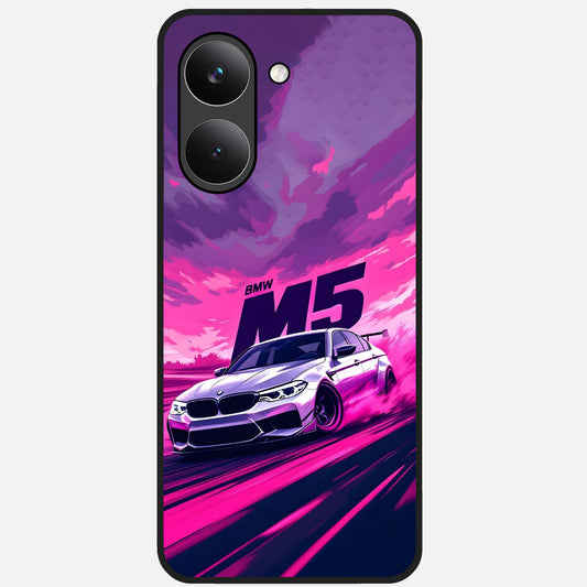  MS Neon Car Glass Case For Poco X8 Pro back cover – full design glossy printed glass finish