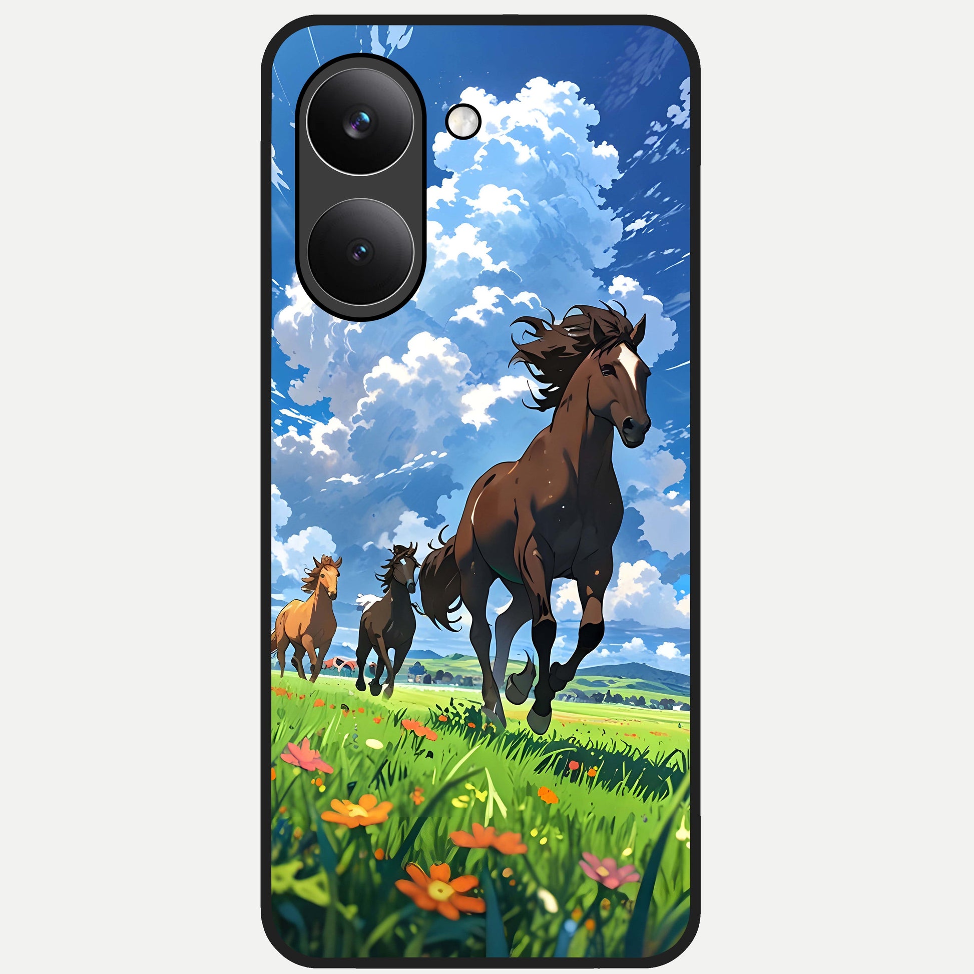  Majestic Horses Galloping Glass Case For Poco X8 Pro back cover – full design glossy printed glass finish