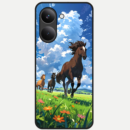  Majestic Horses Galloping Glass Case For Poco X8 Pro back cover – full design glossy printed glass finish