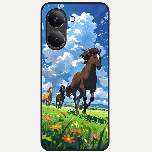  Majestic Horses Galloping Glass Case For Poco X8 Pro back cover – full design glossy printed glass finish