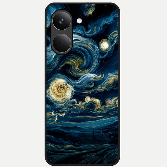  Midnight Sky Whirl Glass Case For Poco X8 Pro back cover – full design glossy printed glass finish