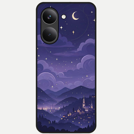  Minimal Night View Glass Case For Poco X8 Pro back cover – full design glossy printed glass finish