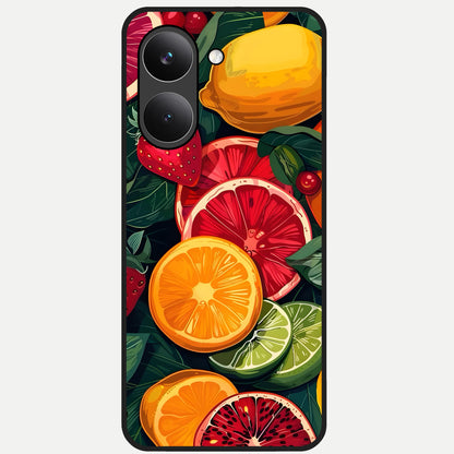  Multiple Fruits Glass Case For Poco X8 Pro back cover – full design glossy printed glass finish