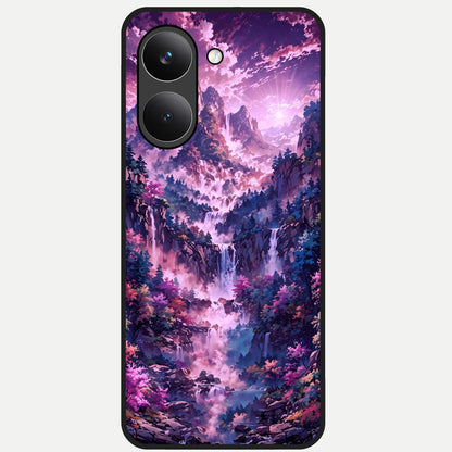  Mystic Cascade Peaks Glass Case For Poco X8 Pro back cover – full design glossy printed glass finish