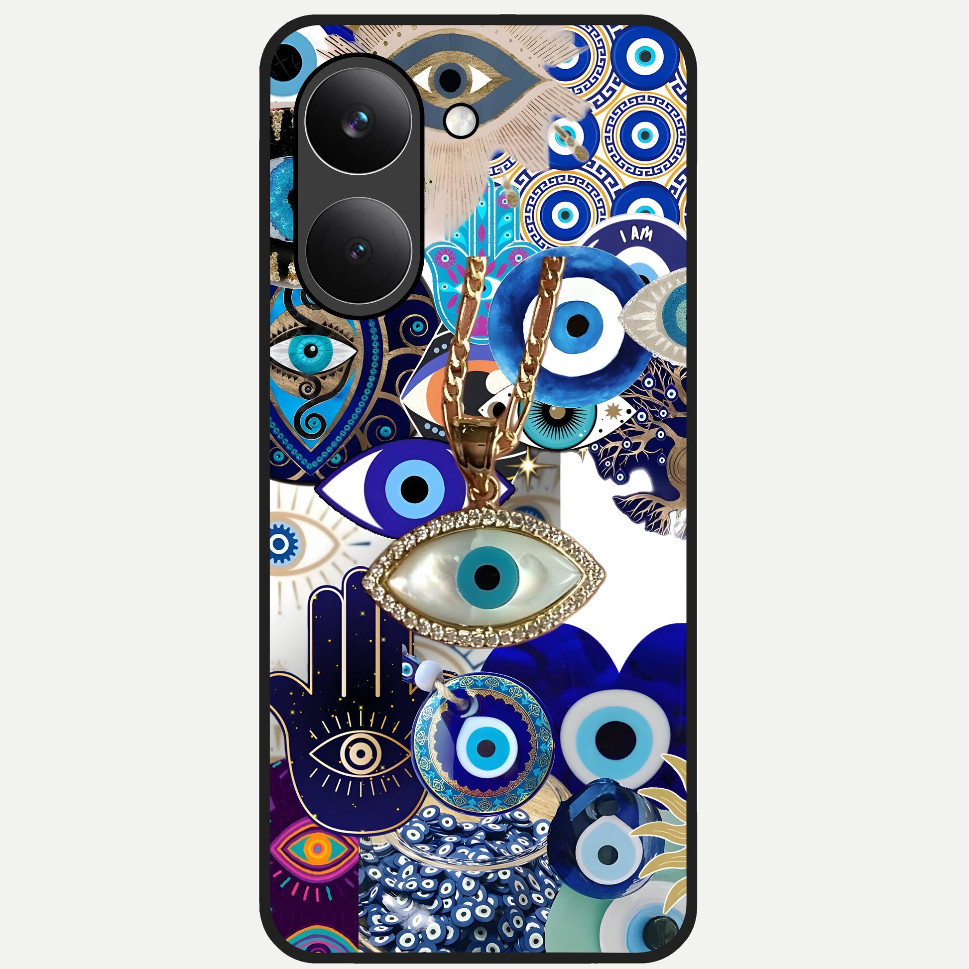  Mystic Charm Eye Glass Case For Poco X8 Pro back cover – full design glossy printed glass finish