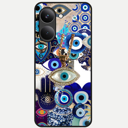  Mystic Charm Eye Glass Case For Poco X8 Pro back cover – full design glossy printed glass finish