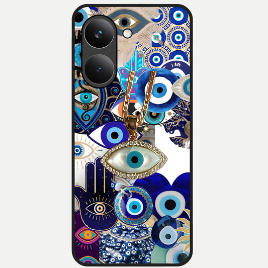  Mystic Charm Eye Glass Case For Poco X8 Pro back cover – full design glossy printed glass finish