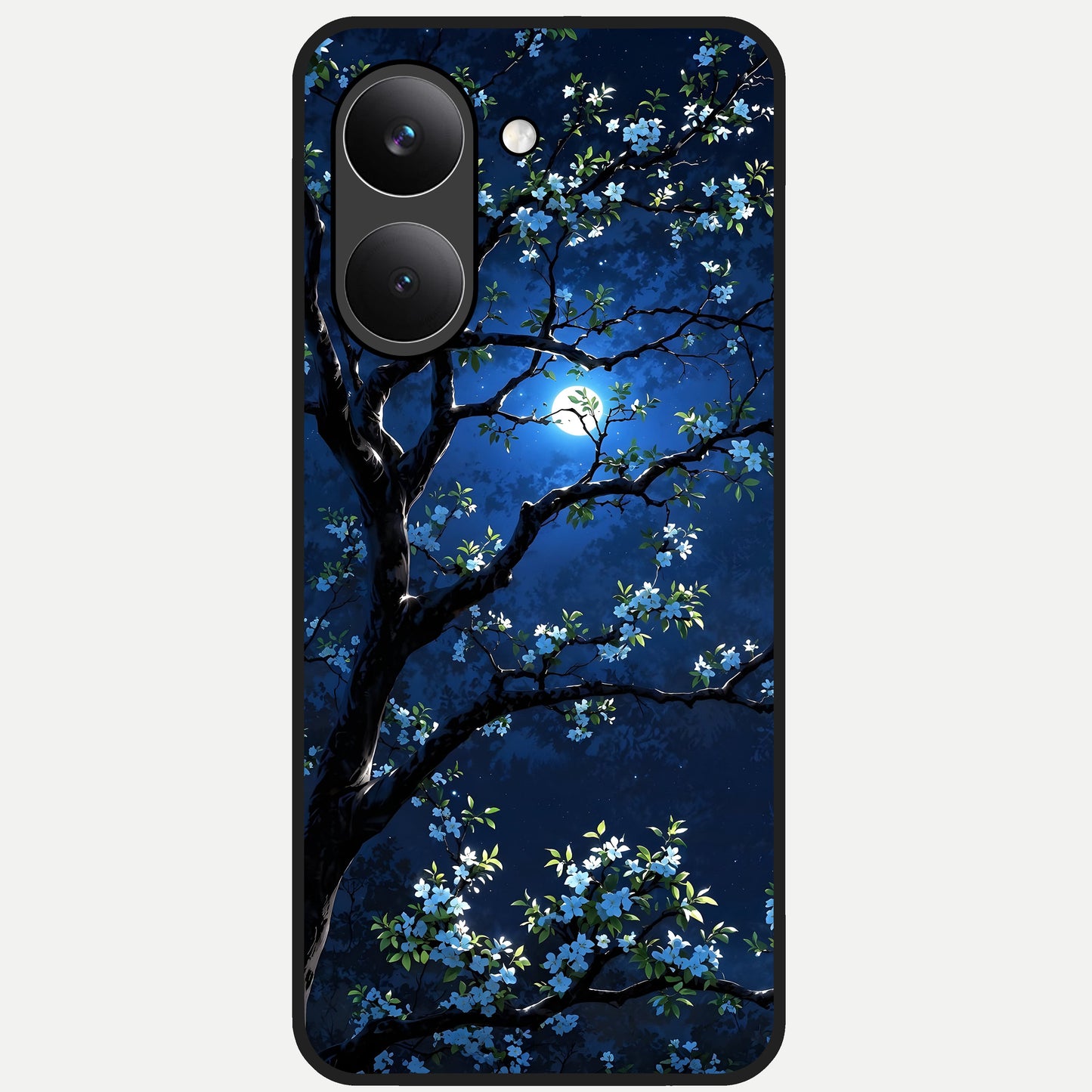  Mystic Floral Night Glass Case For Poco X8 Pro back cover – full design glossy printed glass finish