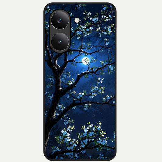  Mystic Floral Night Glass Case For Poco X8 Pro back cover – full design glossy printed glass finish