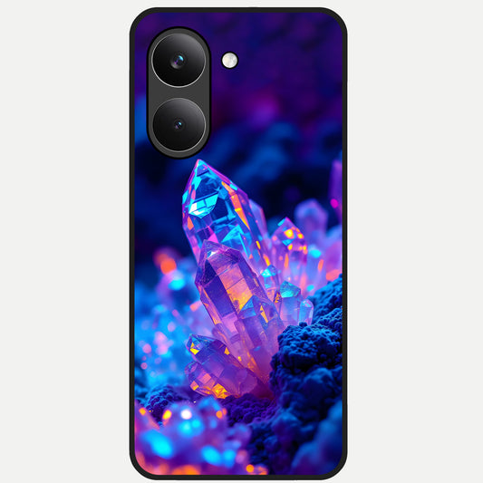  Neon Aura Shards Glass Case For Poco X8 Pro back cover – full design glossy printed glass finish