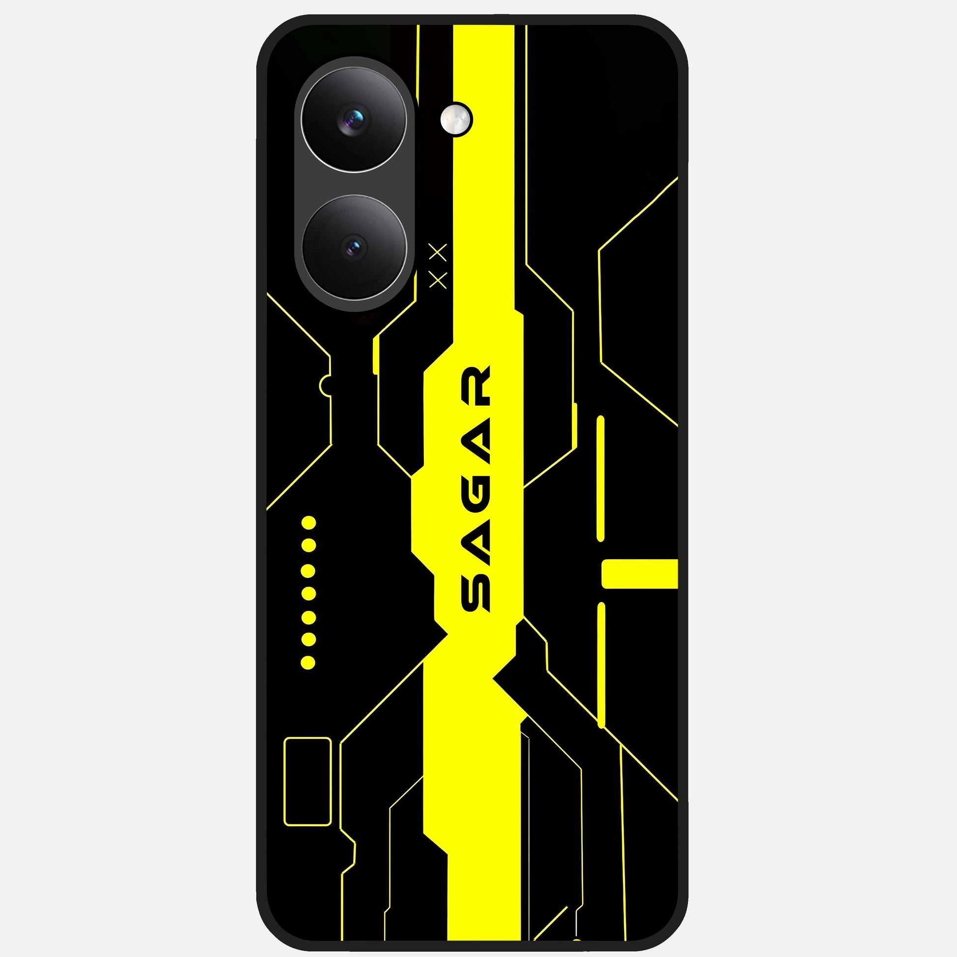  Neon CYBERPUNK Custom Name Glass Case For Poco X8 Pro back cover – full design glossy printed glass finish