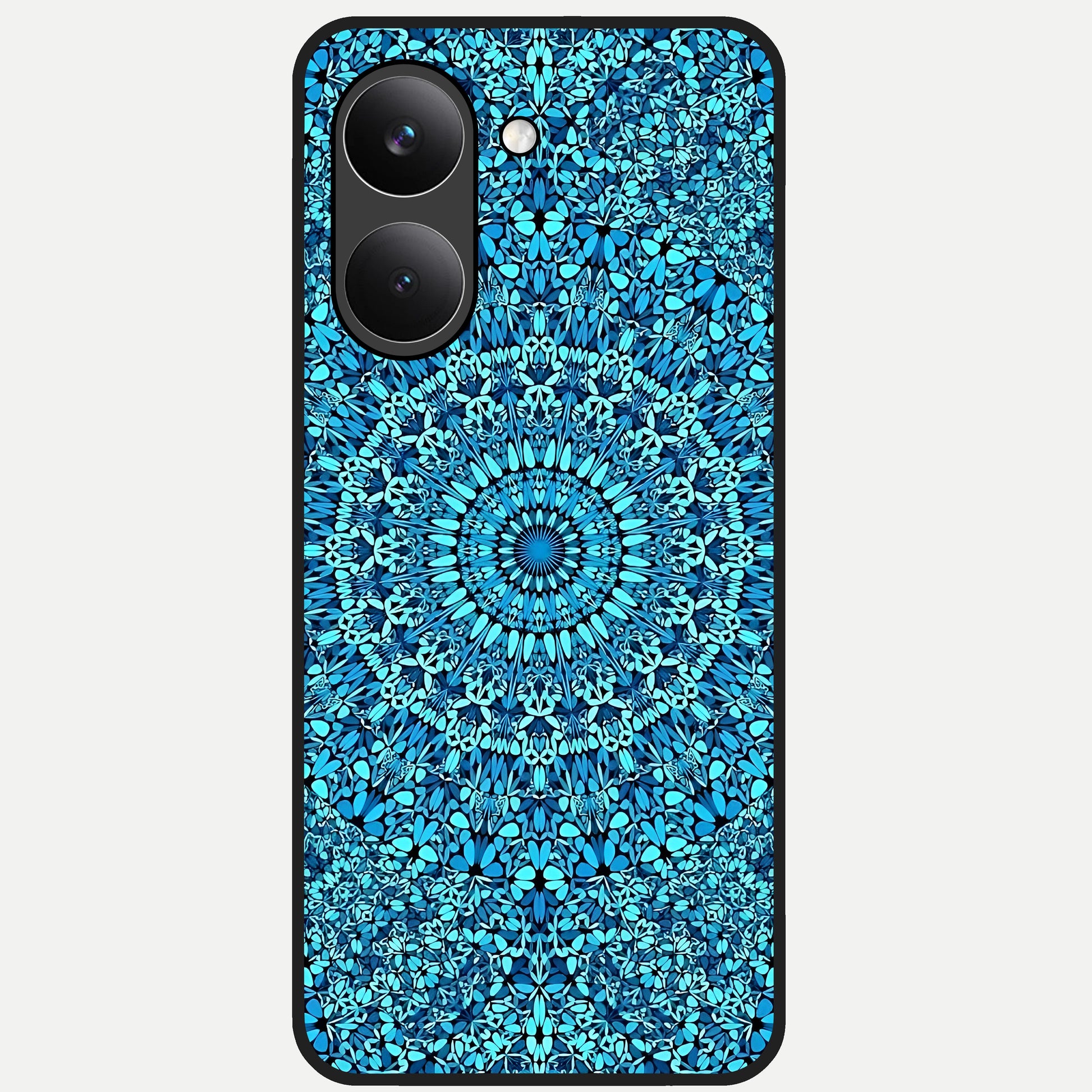  Ocean Bloom Mandala Glass Case For Poco X8 Pro back cover – full design glossy printed glass finish
