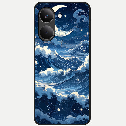  Ocean Moon Waves Glass Case For Poco X8 Pro back cover – full design glossy printed glass finish
