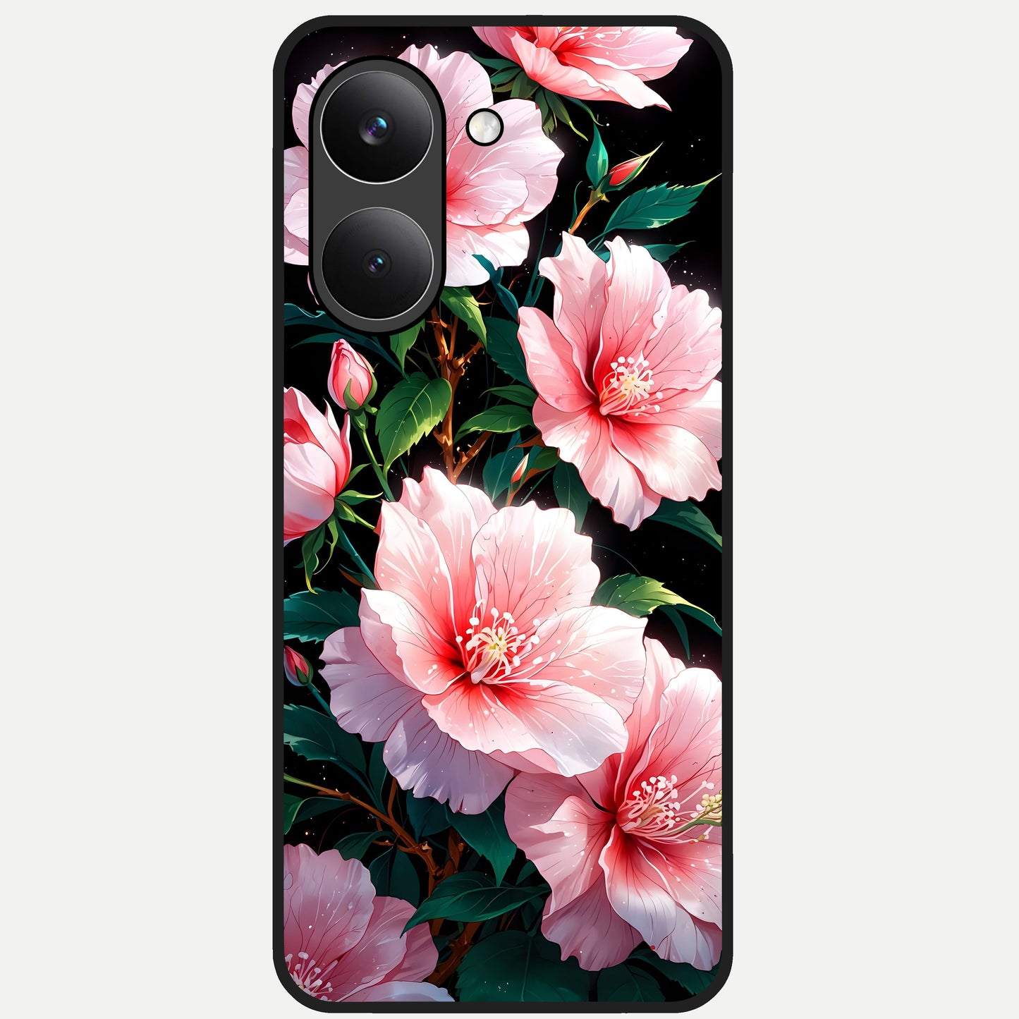  Peach Flower Glass Case For Poco X8 Pro back cover – full design glossy printed glass finish