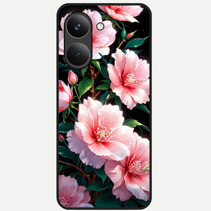  Peach Flower Glass Case For Poco X8 Pro back cover – full design glossy printed glass finish