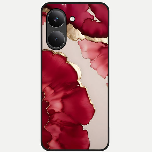  Pink And White Marble Glass Case For Poco X8 Pro back cover – full design glossy printed glass finish