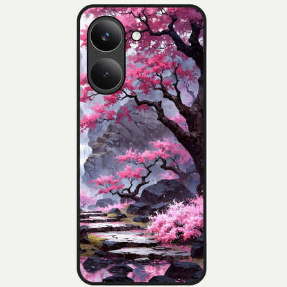  Pink Sunflower Glow Glass Case For Poco X8 Pro back cover – full design glossy printed glass finish
