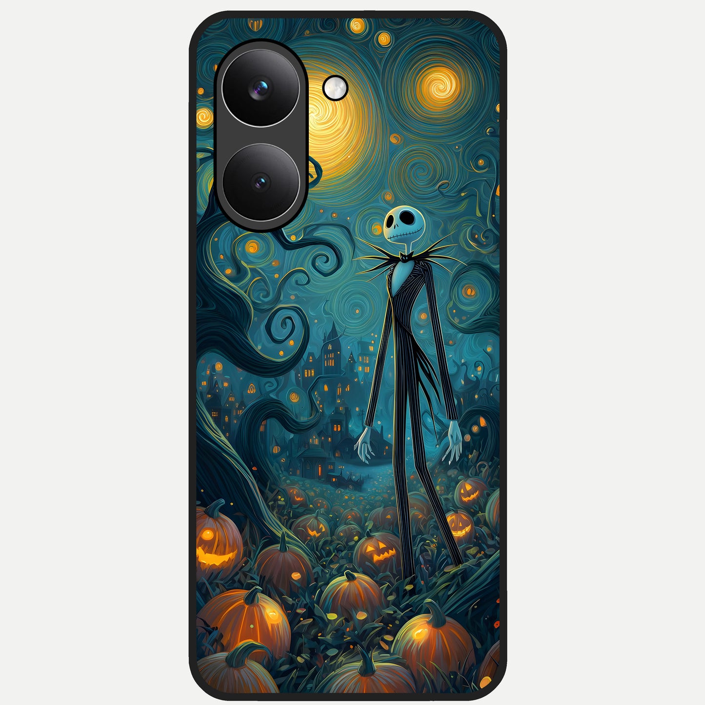  Pumpkin Moon Night Glass Case For Poco X8 Pro back cover – full design glossy printed glass finish