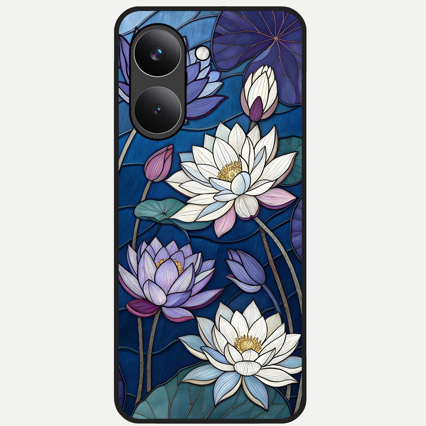  Purple Lotus Stained Glass Case For Poco X8 Pro back cover – full design glossy printed glass finish