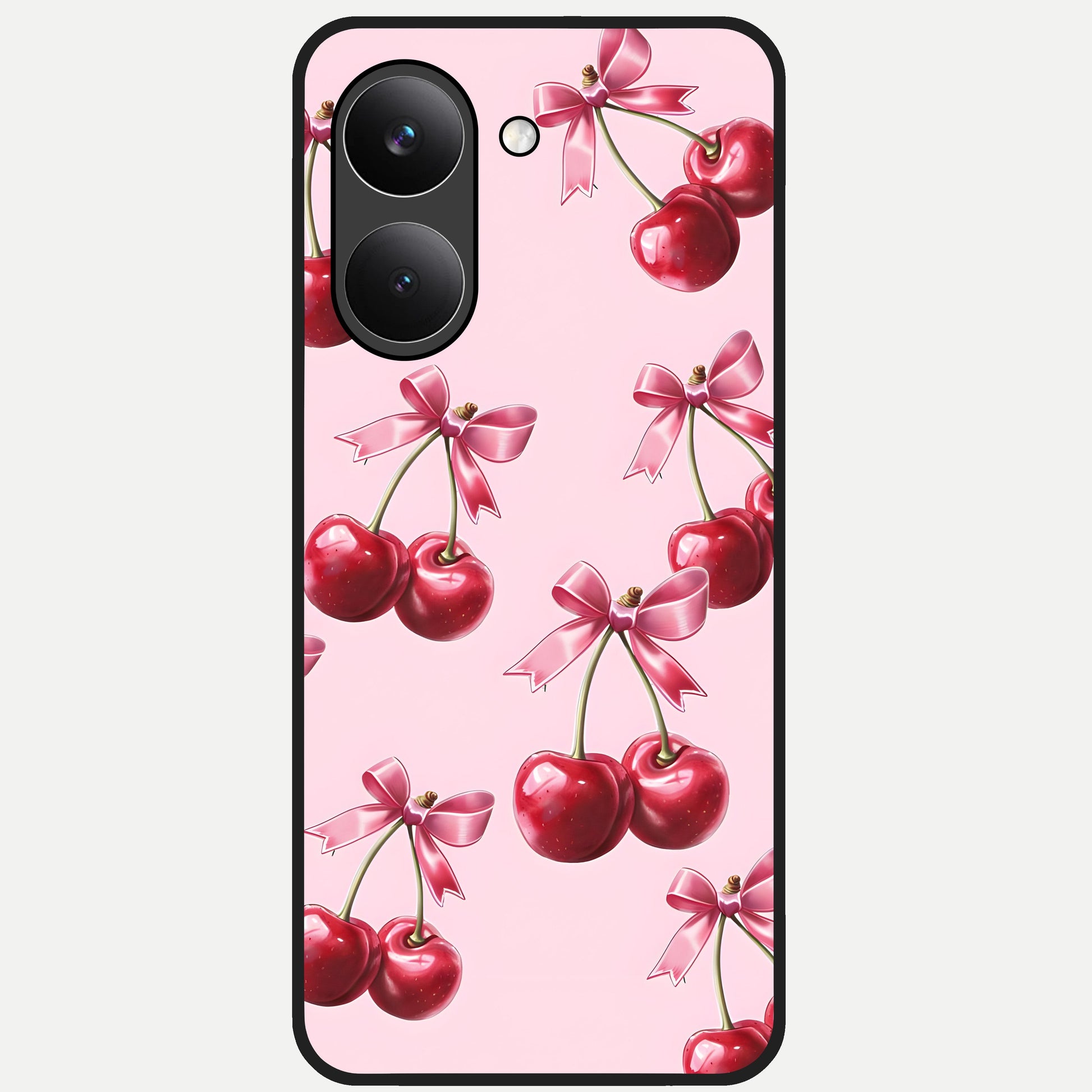  Red Cherries Pattern Glass Case For Poco X8 Pro back cover – full design glossy printed glass finish