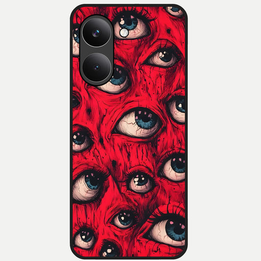  Red Eyes Pattern Glass Case For Poco X8 Pro back cover – full design glossy printed glass finish