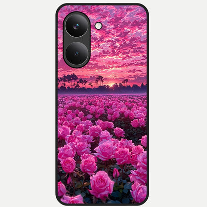 Rose Sunset Valley Glass Case For Poco X8 Pro back cover – full design glossy printed glass finish