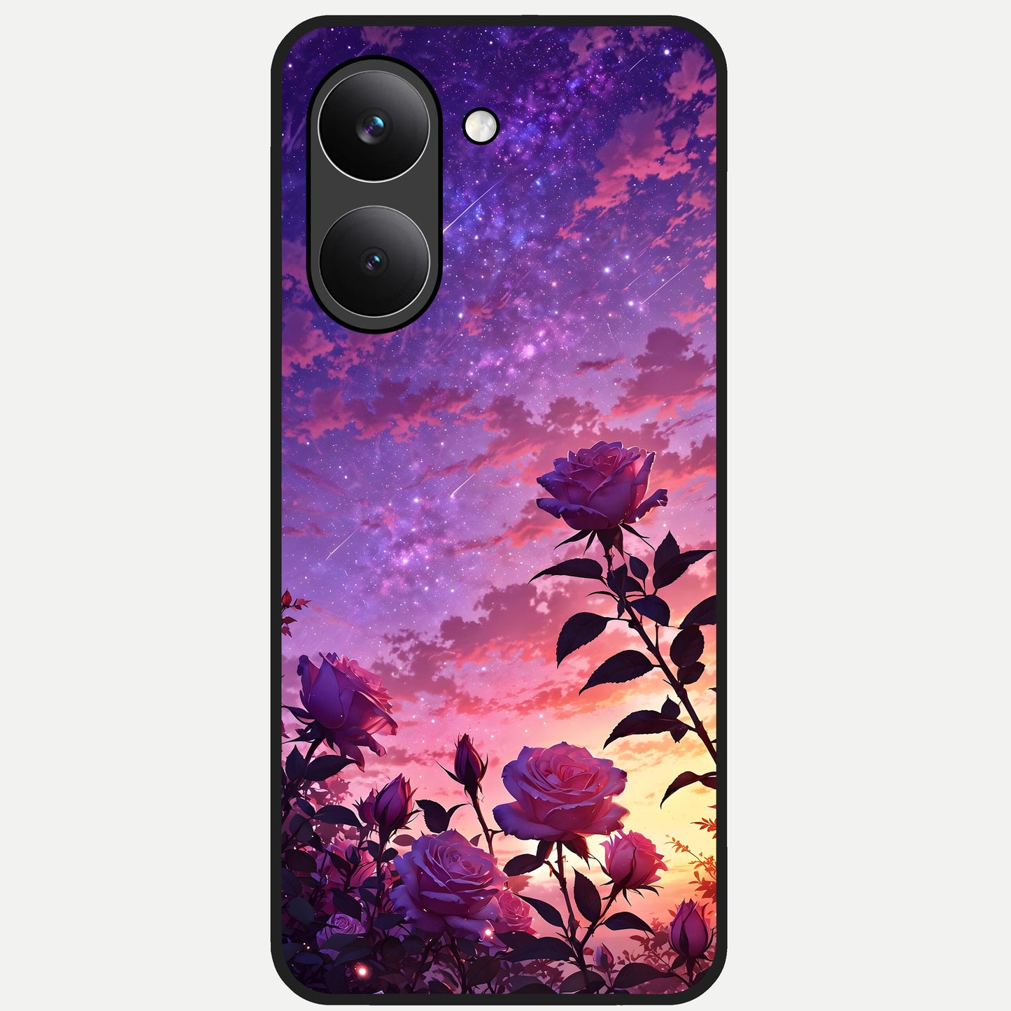  Starlit Rose Twilight Glass Case For Poco X8 Pro back cover – full design glossy printed glass finish
